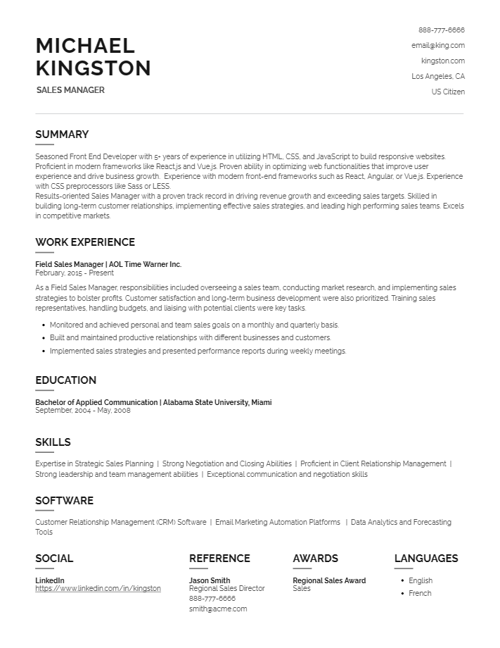 Select resume style - ResumeFromSpace