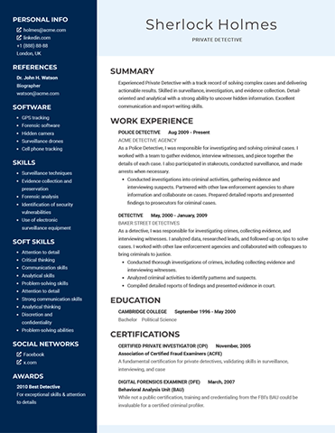 Select resume style - ResumeFromSpace